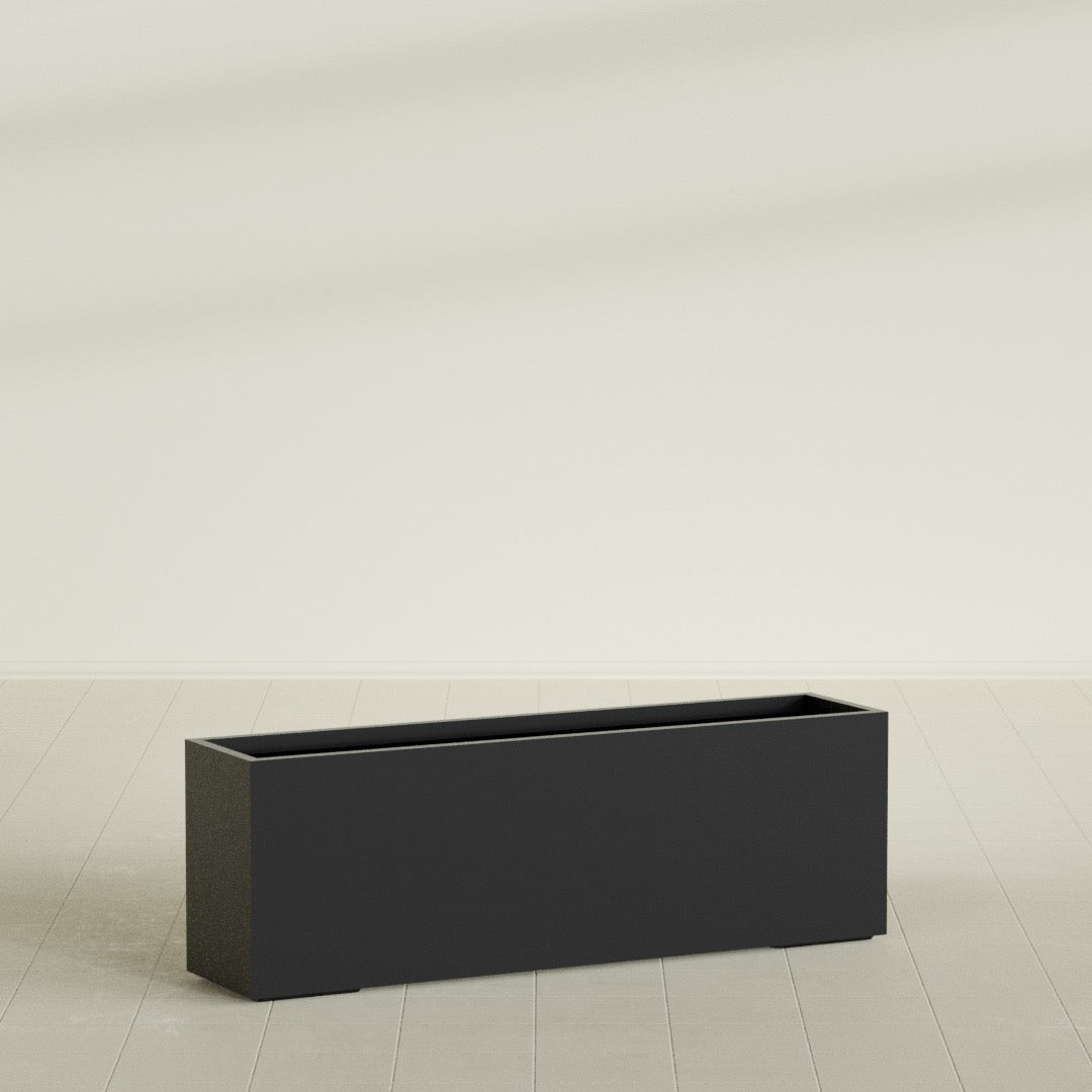 Tolga Extra Large Long Rectangle Fiberglass Planter - 72 in x 16 in x 24 in - Matte Black - Matte Black,72 in x 16 in x 24 in
