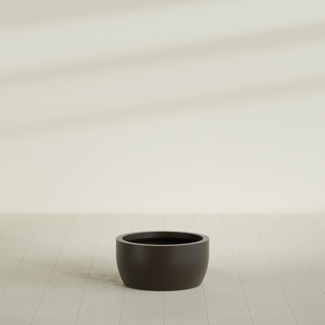 Casablanca Medium Round Low Bowl Fiberglass Planter - 24 in x 24 in x 12 in - Matte Brown - Matte Brown,24 in x 24 in x 12 in