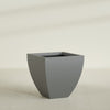 Lima Large Tapered Square Fiberglass Planter - 30 in x 30 in x 30 in - Metallic Gunmetal - Metallic Gunmetal,30 in x 30 in x 30 in