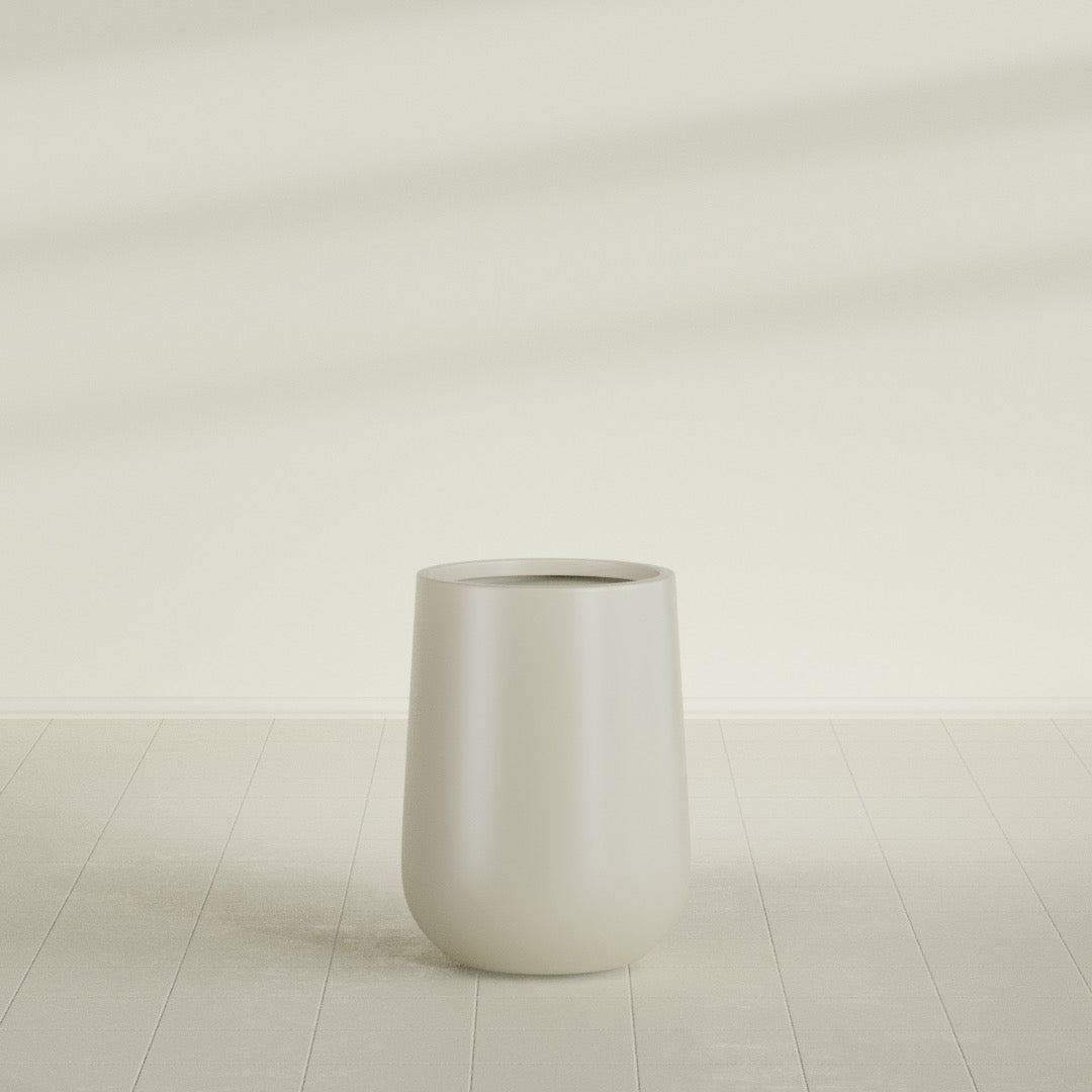 Tall Hayden Medium Round Fiberglass Planter - 15 in x 15 in x 23 in - Satin Beige - Satin Beige,15 in x 15 in x 23 in