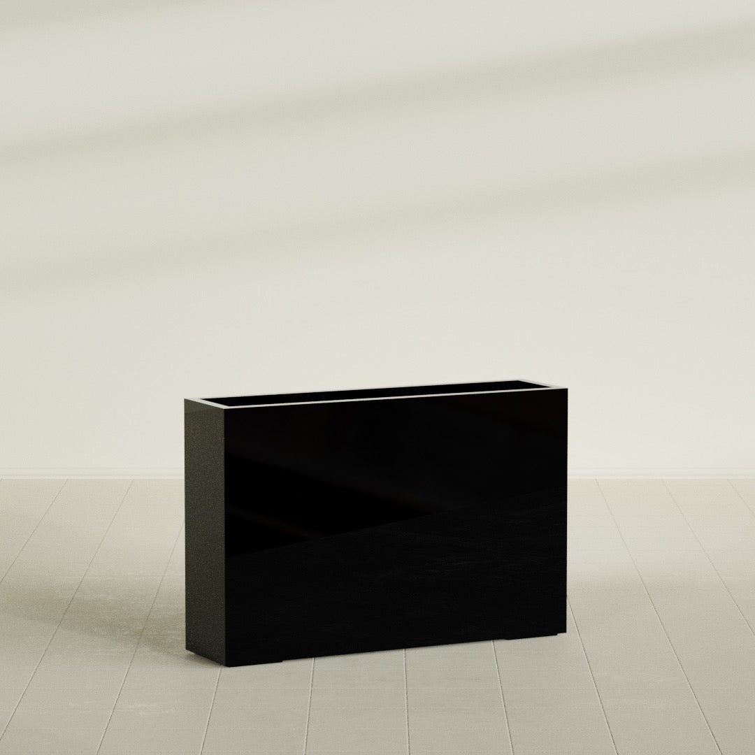 Delray Extra Large Long Rectangle Fiberglass Planter - 48 in x 12 in x 32 in - Gloss Black - Gloss Black,48 in x 12 in x 32 in