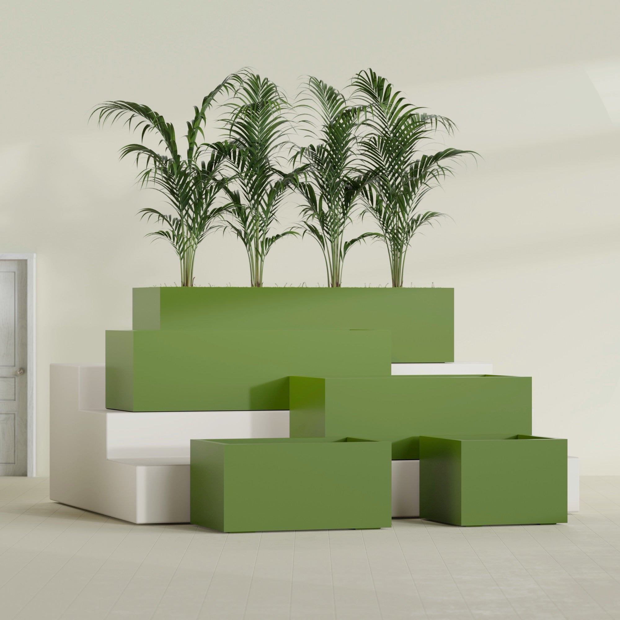 Torino Extra Large Wide Rectangle Fiberglass Planter - 48 in x 24 in x 18 in - Satin Green - Satin Green,48 in x 24 in x 18 in