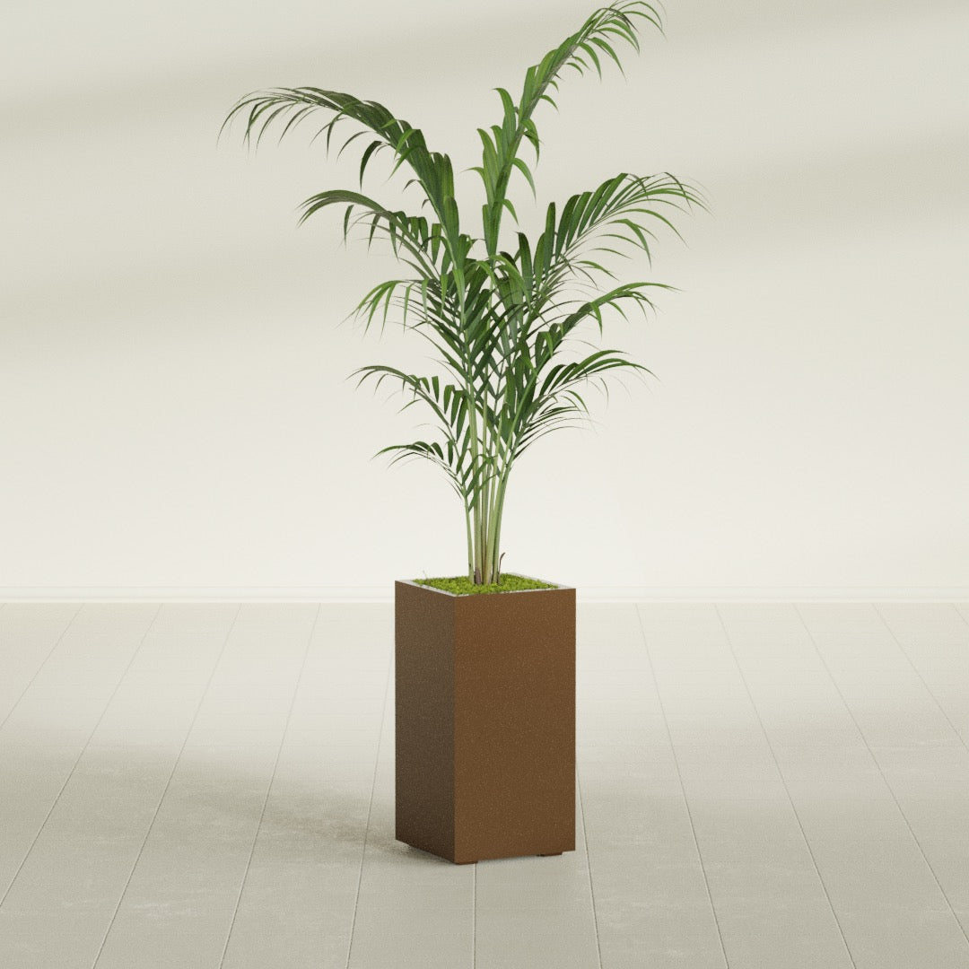 Potsdam Large Tall Rectangle Fiberglass Planter - 16 in x 16 in x 32 in - Metallic Bronze - Metallic Bronze,16 in x 16 in x 32 in