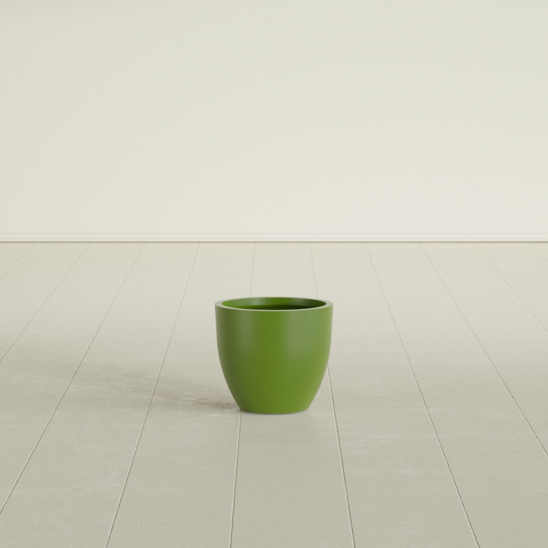 Wannsee Small Round Fiberglass Planter - 15 in x 15 in x 13 in - Satin Green - Satin Green,15 in x 15 in x 13 in