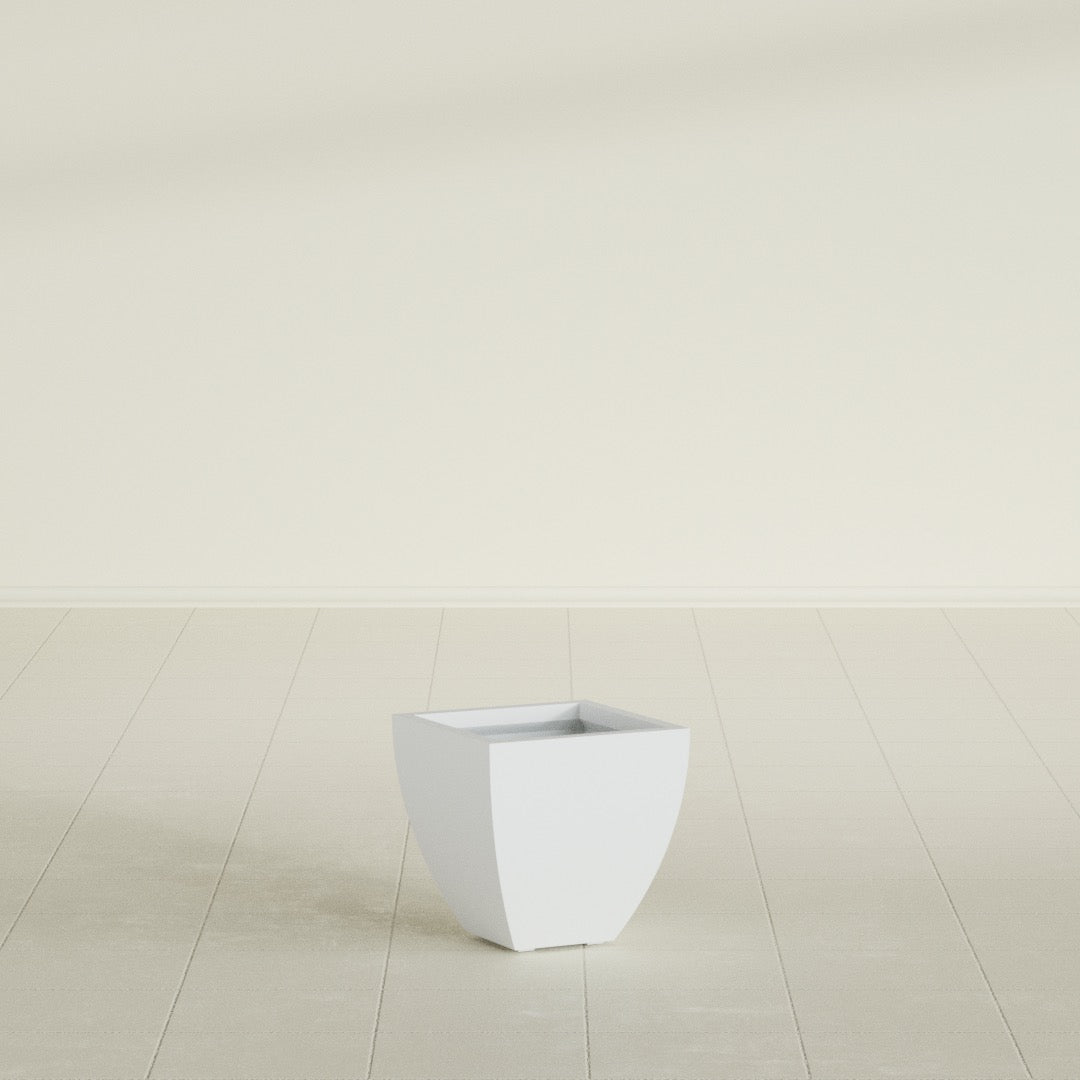 Lima Small Tapered Square Fiberglass Planter - 12 in x 12 in x 12 in - Gloss White - Gloss White,12 in x 12 in x 12 in