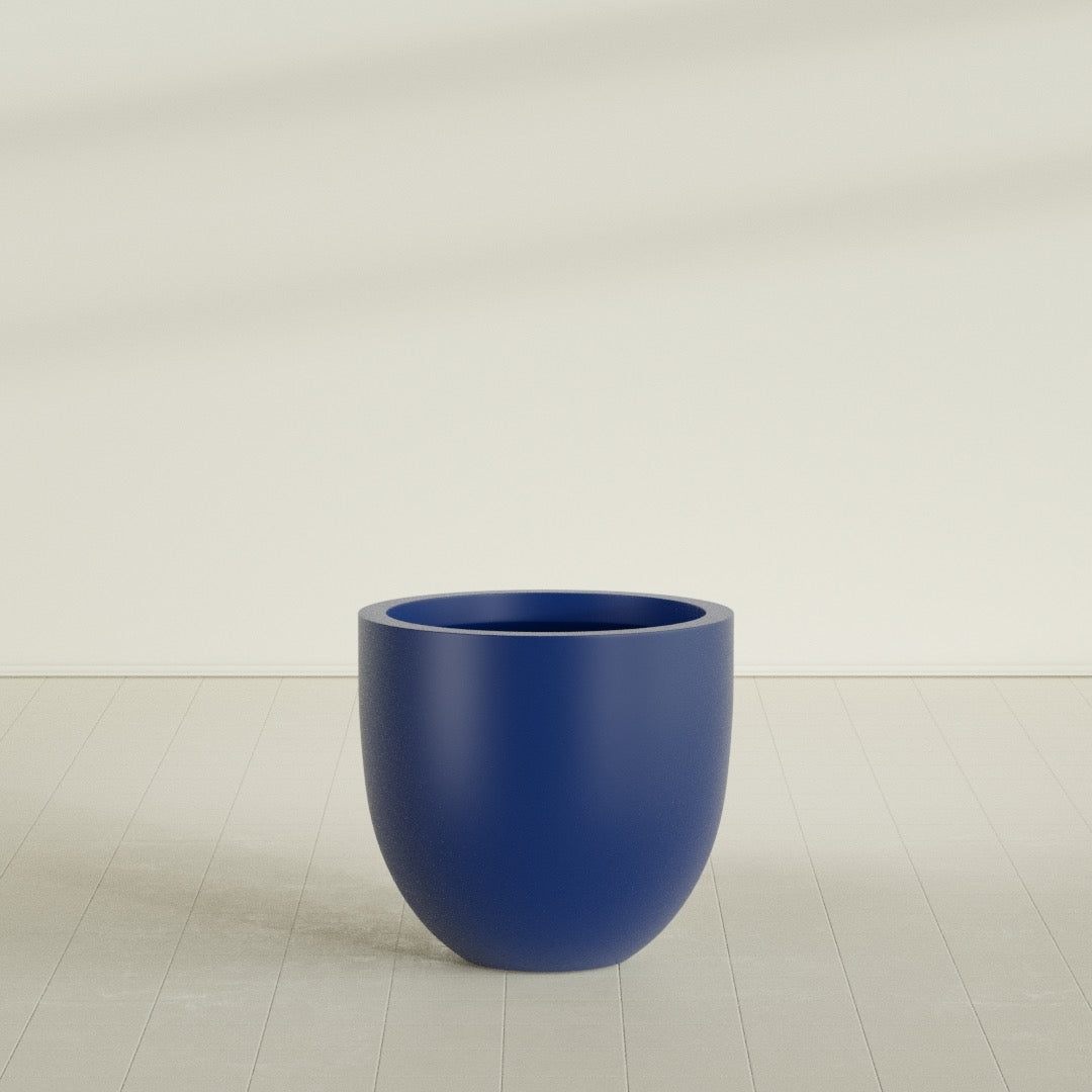 Alzira Large Round Fiberglass Planter - 30 in x 30 in x 28 in - Matte Cobalt Blue - Matte Cobalt Blue,30 in x 30 in x 28 in