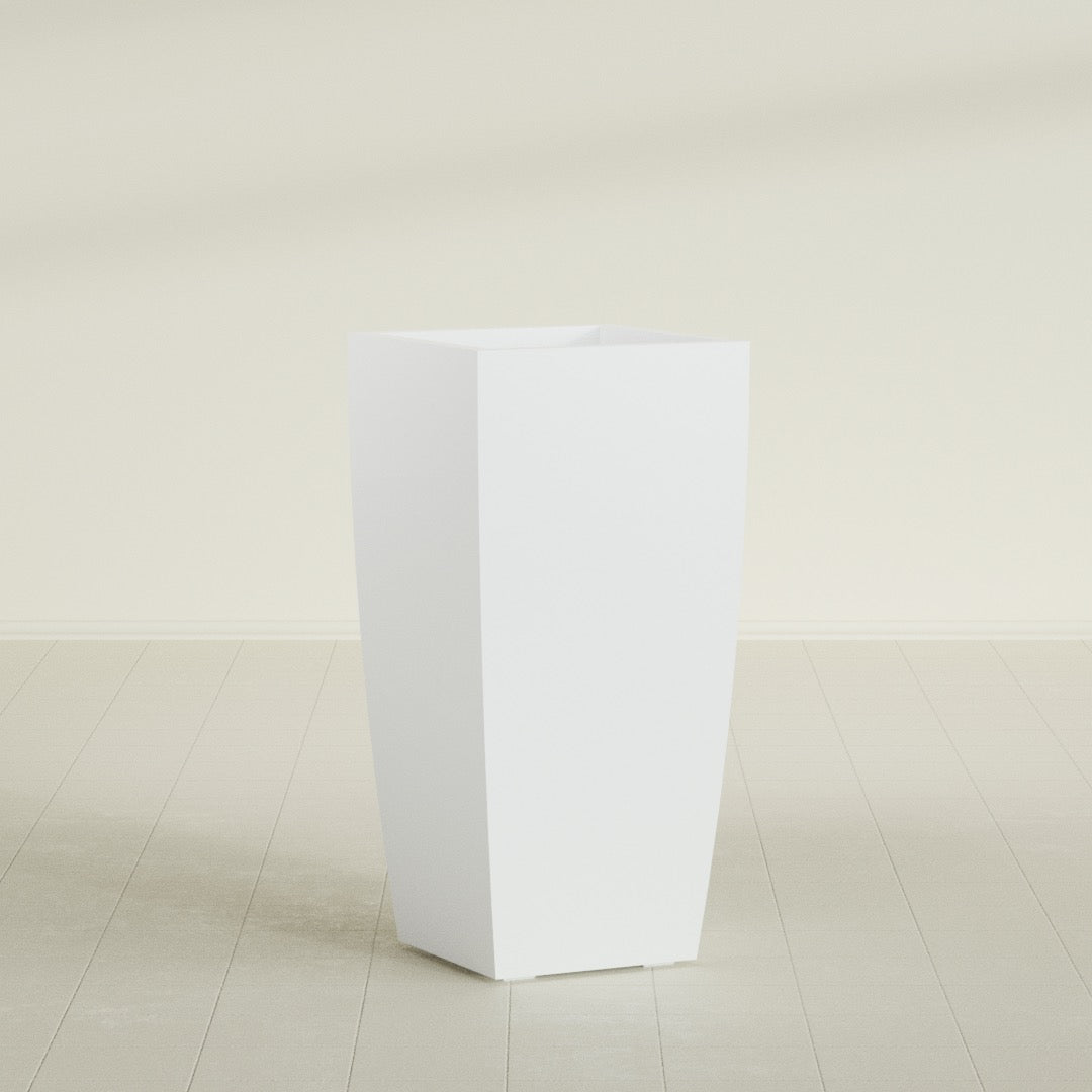 Toulan Large Tall Tapered Square Fiberglass Planter - 20 in x 20 in x 42 in - Matte White - Matte White,20 in x 20 in x 42 in