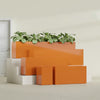 Miami Small Rectangle Fiberglass Planter - 12 in x 12 in x 18 in - Gloss Tangerine - Gloss Tangerine,12 in x 12 in x 18 in