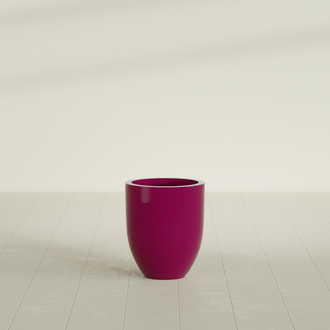 Valencia Small Round Fiberglass Planter - 15 in x 15 in x 18 in - Gloss Eggplant - Gloss Eggplant,15 in x 15 in x 18 in