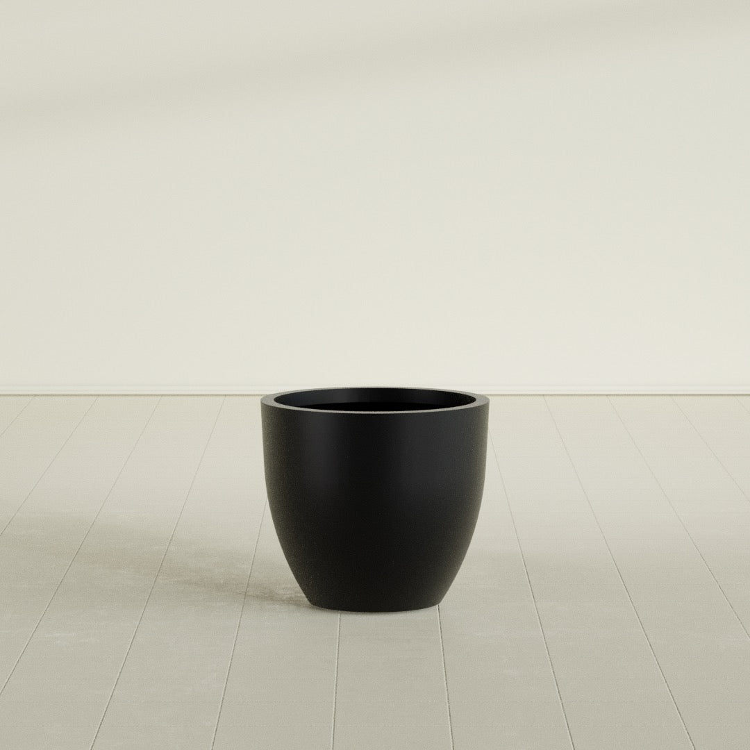 Wannsee Medium Round Fiberglass Planter - 27 in x 27 in x 24 in - Matte Black - Matte Black,27 in x 27 in x 24 in