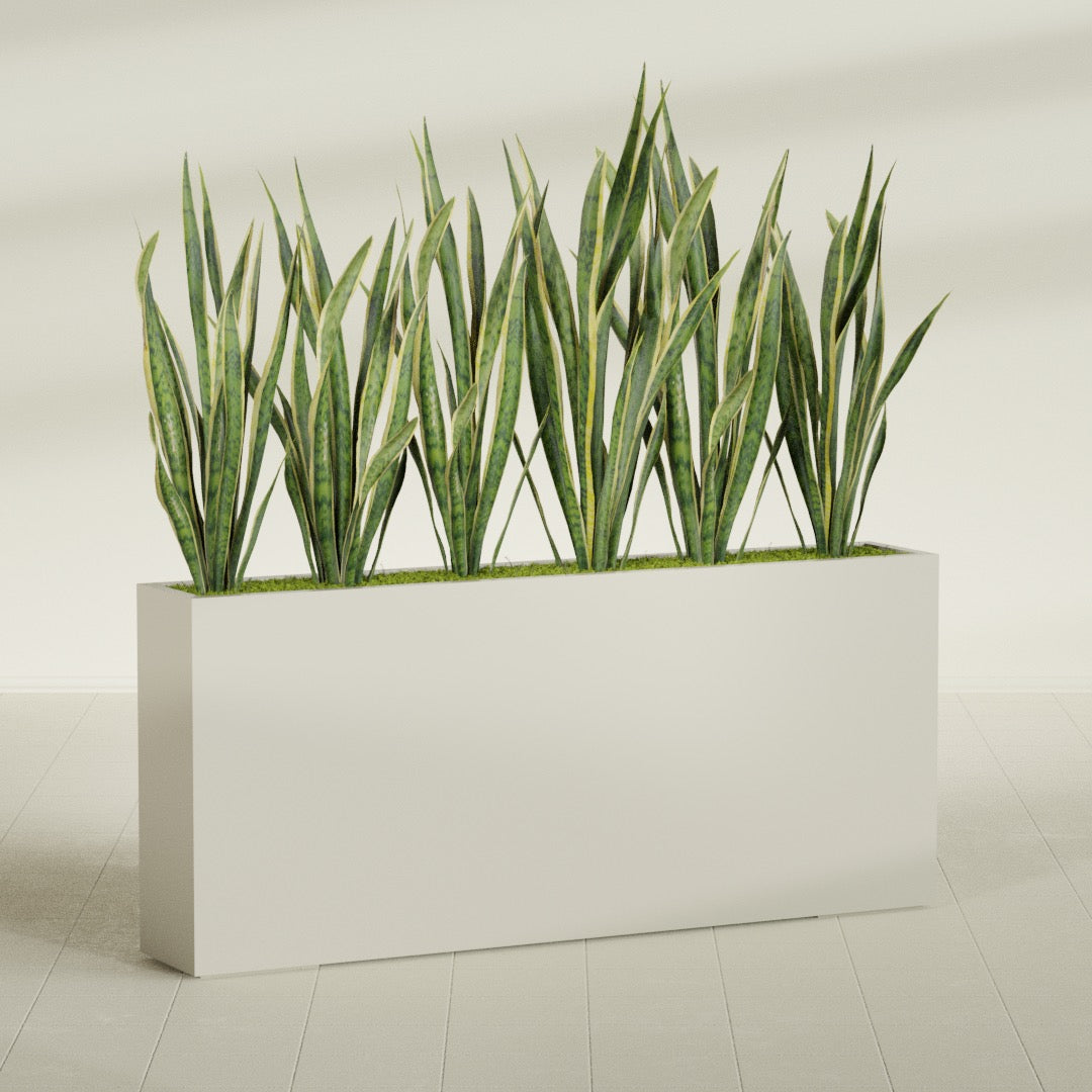 Delray Extra Large Long Rectangle Fiberglass Planter - 72 in x 12 in x 32 in - Satin Beige - Satin Beige,72 in x 12 in x 32 in