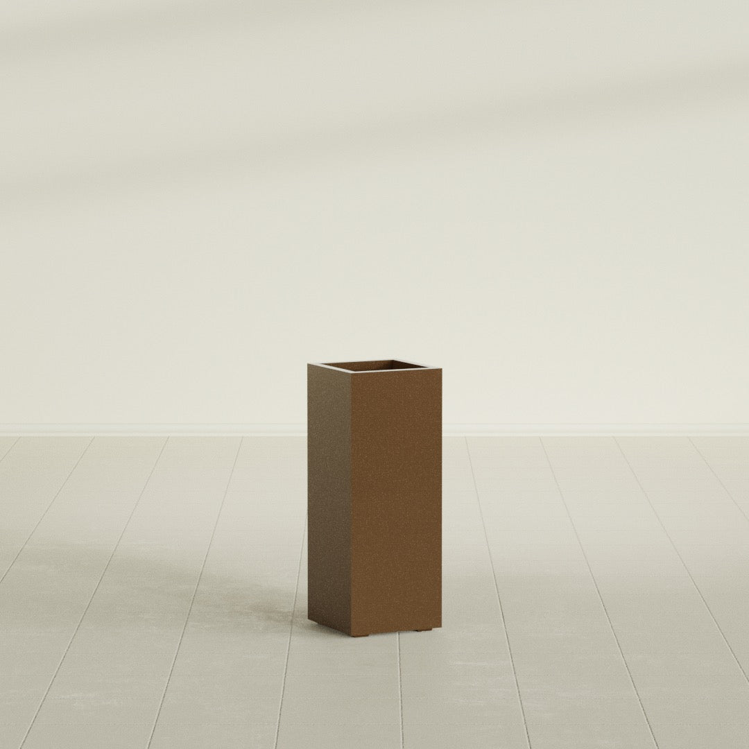 Perth Large Tall Rectangle Fiberglass Planter - 16 in x 16 in x 42 in - Metallic Bronze - Metallic Bronze,16 in x 16 in x 42 in
