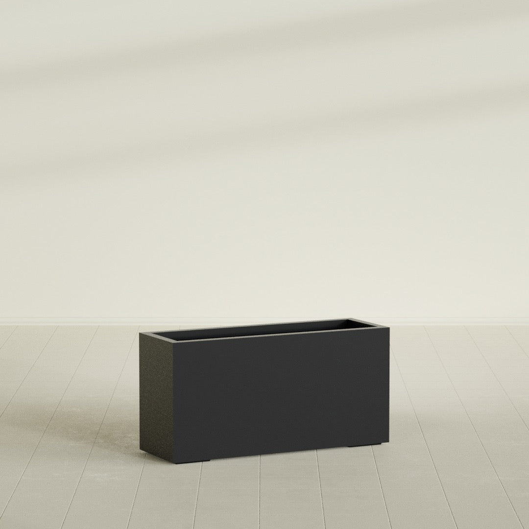 Miami Large Narrow Rectangle Fiberglass Planter - 36 in x 12 in x 18 in - Matte Black - Matte Black,36 in x 12 in x 18 in