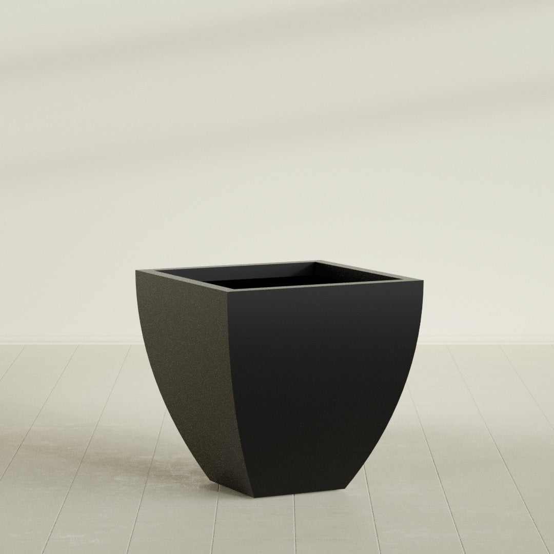 Lima Large Tapered Square Fiberglass Planter - 30 in x 30 in x 30 in - Matte Black - Matte Black,30 in x 30 in x 30 in