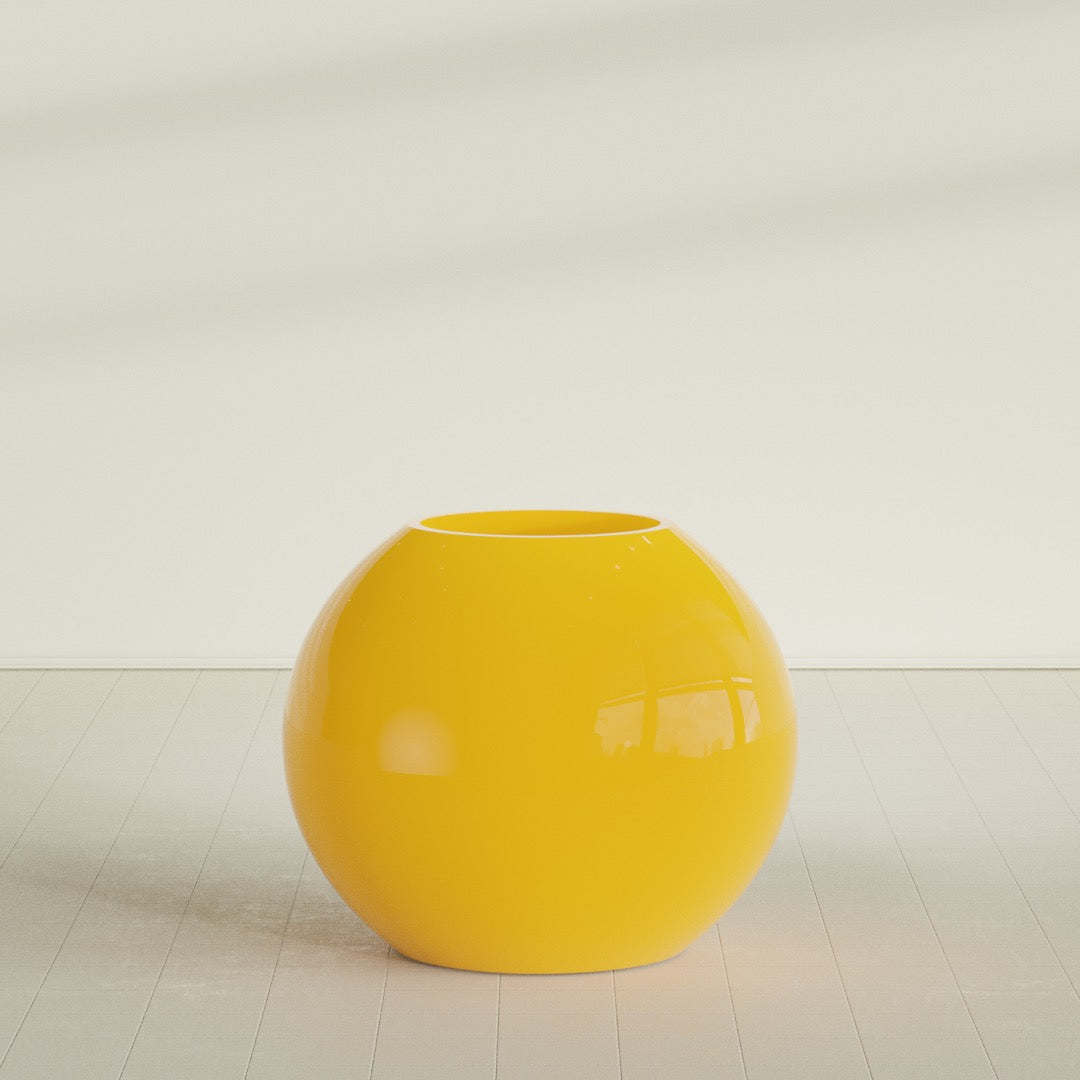 Globe Large Sphere Fiberglass Planter - 36 in x 36 in x 30 in - Gloss Saffron - Gloss Saffron,36 in x 36 in x 30 in