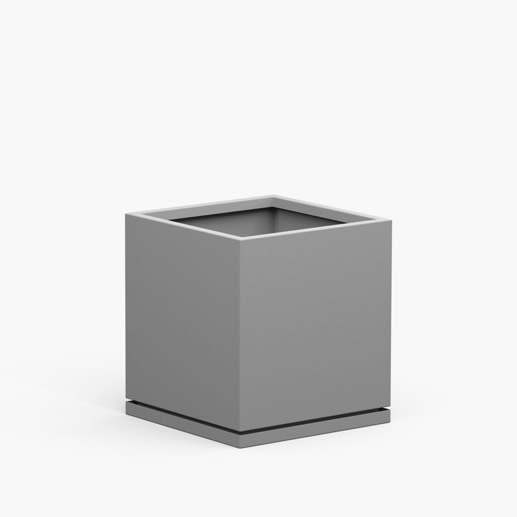 Small Metal Square Cube Planter with Drip Tray - 16 in x 16 in x 16 in - Pewter - Pewter,16 in x 16 in x 16 in,With Drip Tray