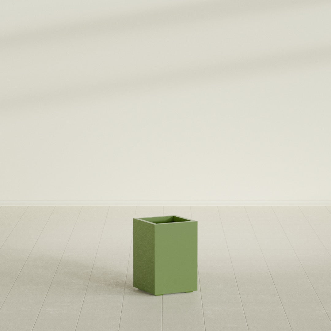 Tolga Medium Rectangle Fiberglass Planter - 16 in x 16 in x 24 in - Satin Green - Satin Green,16 in x 16 in x 24 in