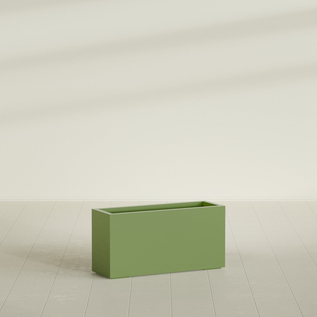 Hollywood Large Narrow Rectangle Fiberglass Planter - 36 in x 12 in x 24 in - Satin Green - Satin Green,36 in x 12 in x 24 in