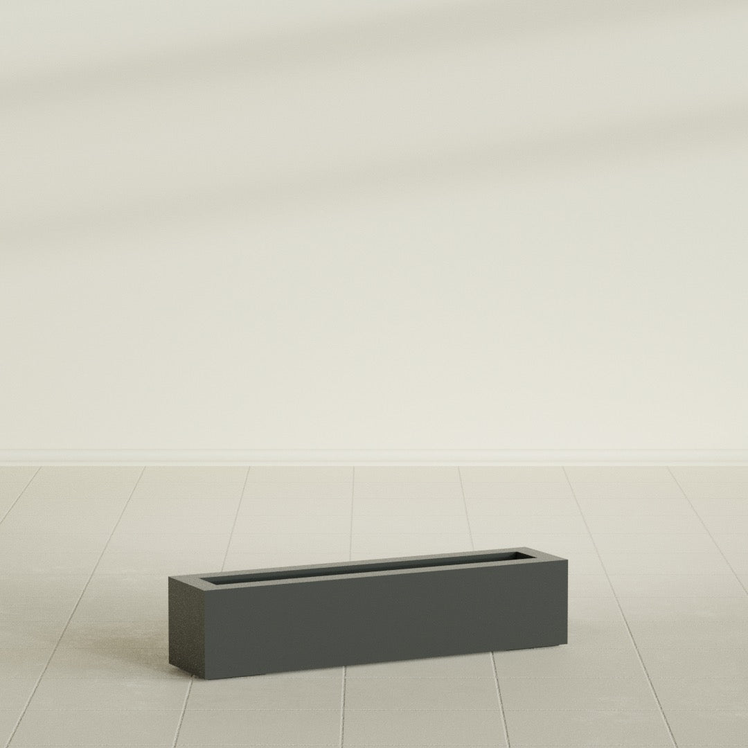 Salon Large Tall Rectangle Fiberglass Planter - 36 in x 8 in x 8 in - Matte Charcoal - Matte Charcoal,36 in x 8 in x 8 in