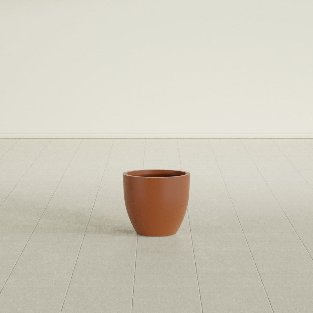 Wannsee Small Round Fiberglass Planter - 15 in x 15 in x 13 in - Matte Terracotta - Matte Terracotta,15 in x 15 in x 13 in