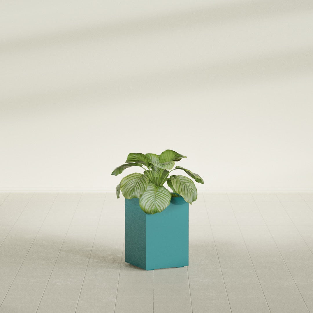 Miami Small Rectangle Fiberglass Planter - 12 in x 12 in x 18 in - Satin Sea Foam - Satin Sea Foam,12 in x 12 in x 18 in