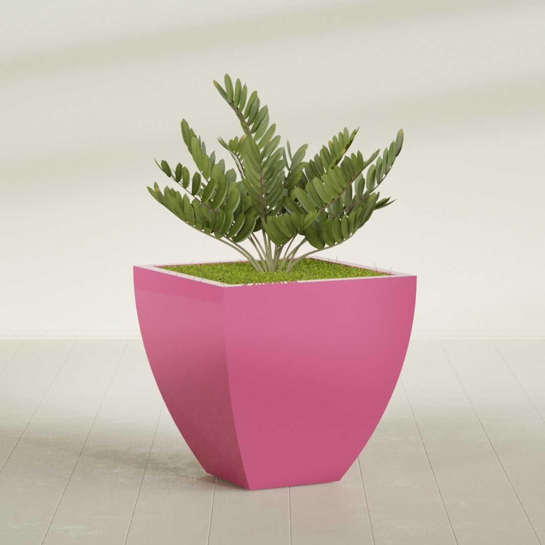 Lima Large Tapered Square Fiberglass Planter - 30 in x 30 in x 30 in - Gloss Pink Violet - Gloss Pink Violet,30 in x 30 in x 30 in