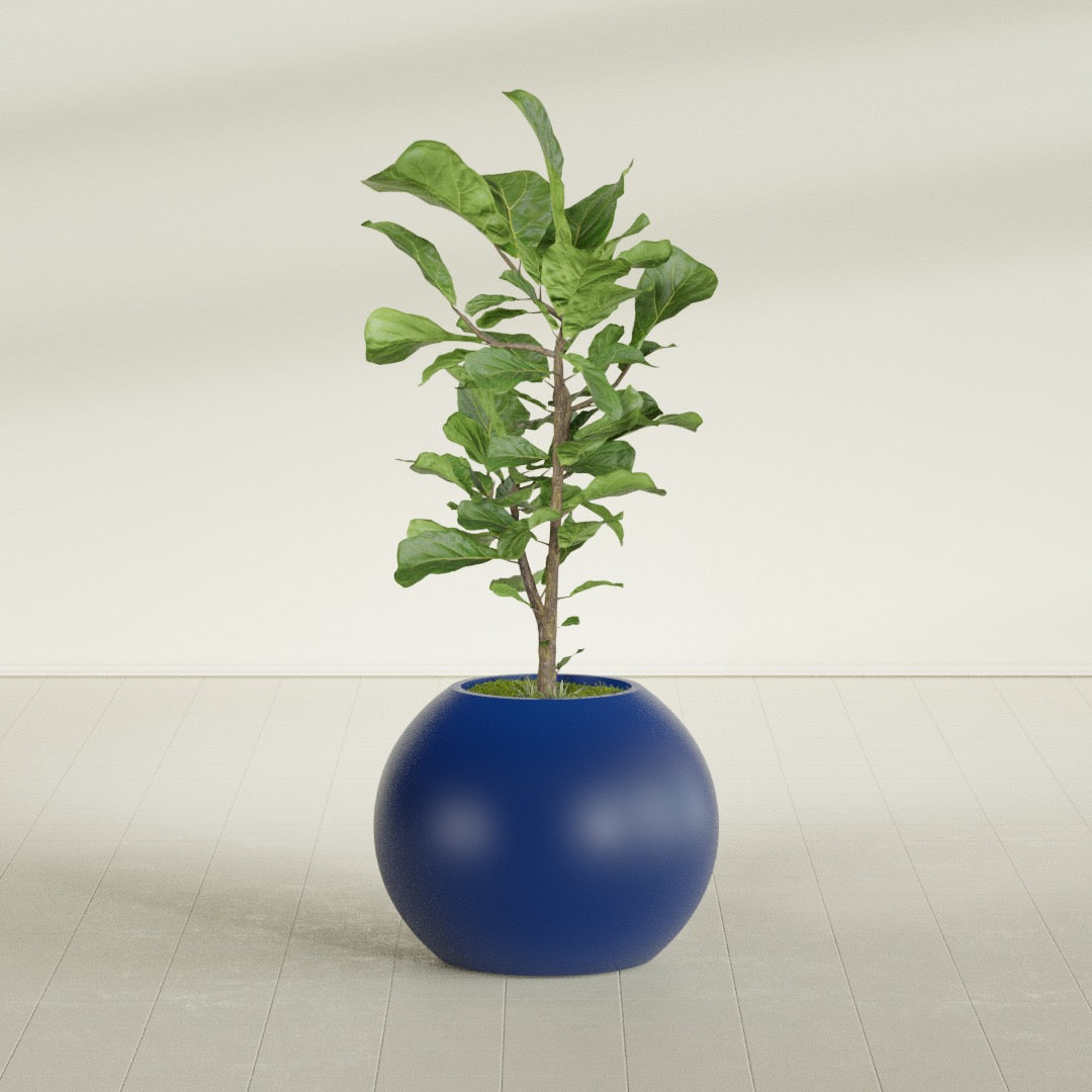 Globe Medium Sphere Fiberglass Planter - 24 in x 24 in x 19 in - Matte Cobalt Blue - Matte Cobalt Blue,24 in x 24 in x 20 in