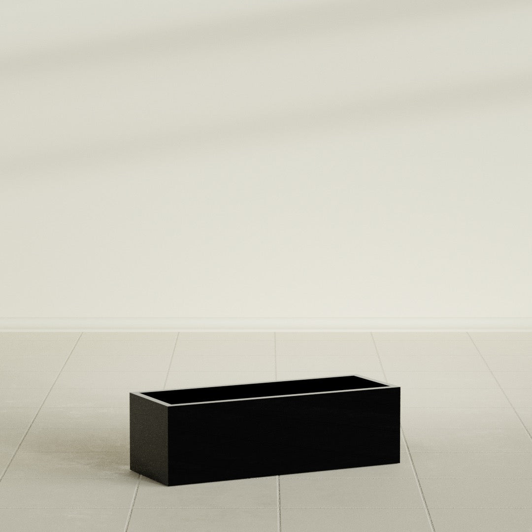 Reade Small Tabletop Rectangle Fiberglass Planter - 14 in x 5 in x 4.3 in - Gloss Black - Gloss Black,14 in x 5 in x 4.3 in