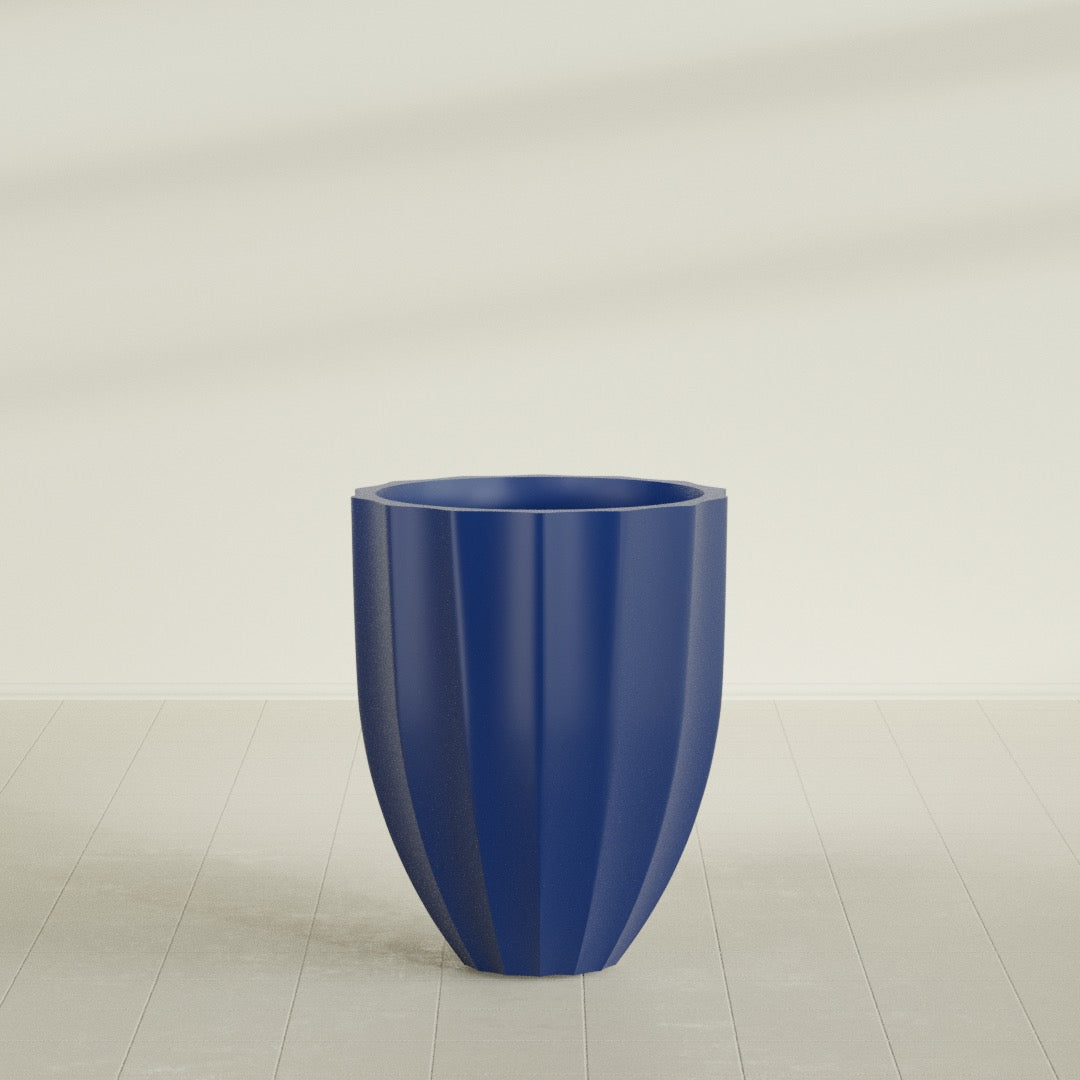Alicante Medium Round Fiberglass Planter - 26 in x 26 in x 32 in - Matte Cobalt Blue - Matte Cobalt Blue,26 in x 26 in x 32 in