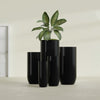 Saint Tropez Large Tall Round Fiberglass Planter - 20 in x 20 in x 43 in - Gloss Black - Gloss Black,20 in x 20 in x 43 in