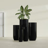 Saint Tropez Large Tall Round Fiberglass Planter - 16 in x 16 in x 38 in - Gloss Black - Gloss Black,16 in x 16 in x 38 in