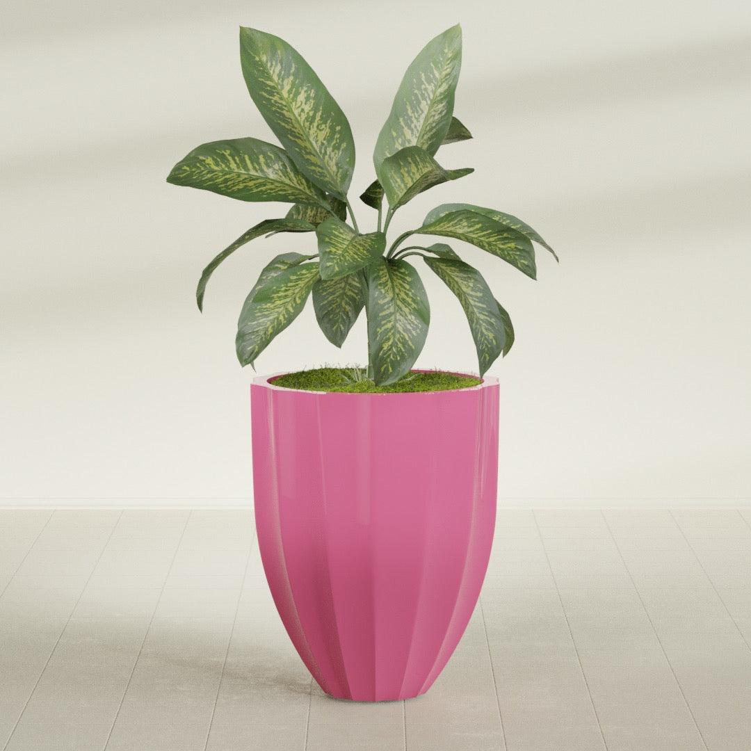 Alicante Medium Round Fiberglass Planter - 26 in x 26 in x 32 in - Gloss Pink Violet - Gloss Pink Violet,26 in x 26 in x 32 in