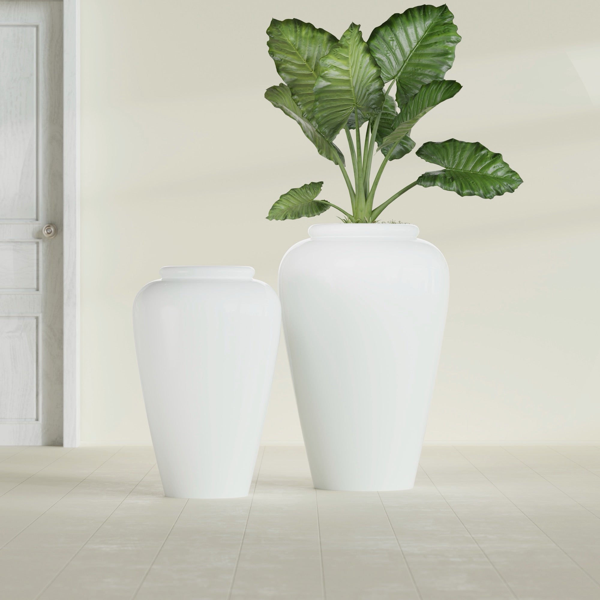 Bara Jar Large Round Fiberglass Planter - 20 in x 20 in x 31 in - Gloss White - Gloss White,20 in x 20 in x 32 in