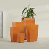 Toulan Large Tall Tapered Square Fiberglass Planter - 18 in x 18 in x 36 in - Gloss Tangerine - Gloss Tangerine,18 in x 18 in x 36 in