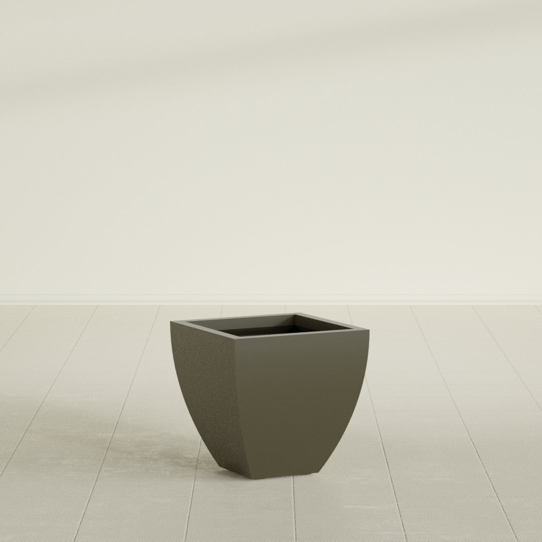Lima Small Tapered Square Fiberglass Planter - 16 in x 16 in x 16 in - Matte Bronze - Matte Bronze,16 in x 16 in x 16 in