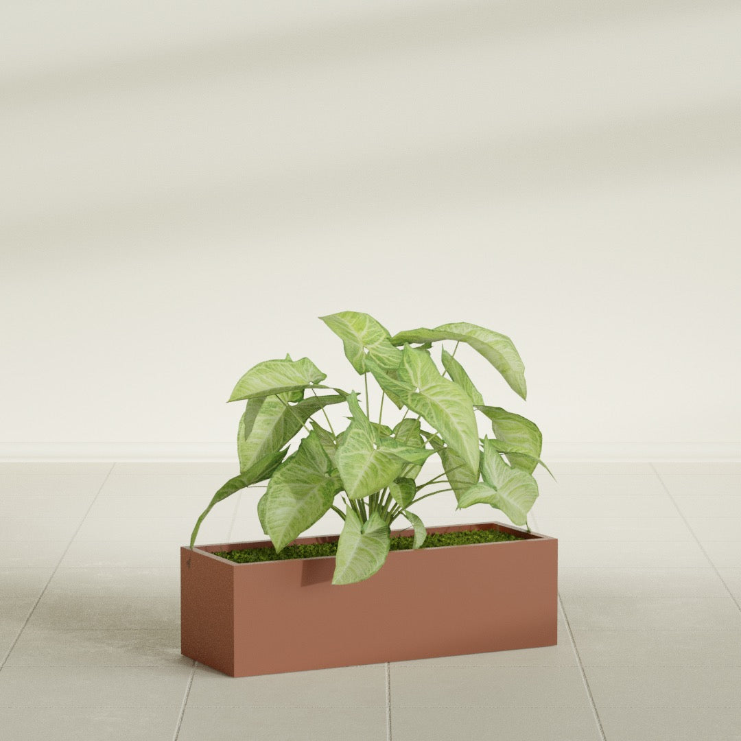 Reade Small Tabletop Rectangle Fiberglass Planter - 14 in x 5 in x 4.3 in - Matte Terracotta - Matte Terracotta,14 in x 5 in x 4.3 in