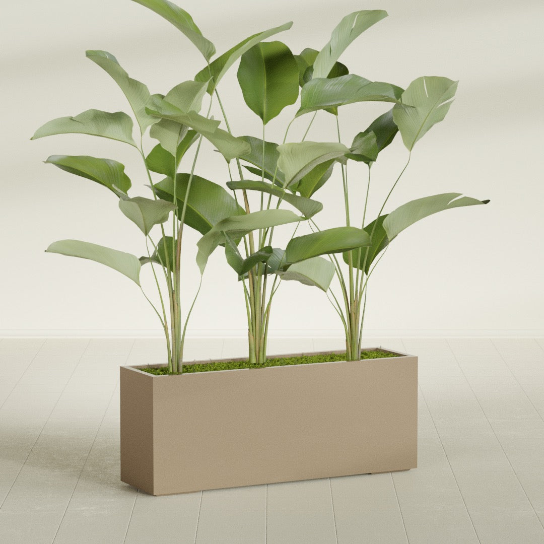 Tolga Extra Large Long Rectangle Fiberglass Planter - 60 in x 16 in x 24 in - Metallic Gold - Metallic Gold,60 in x 16 in x 24 in