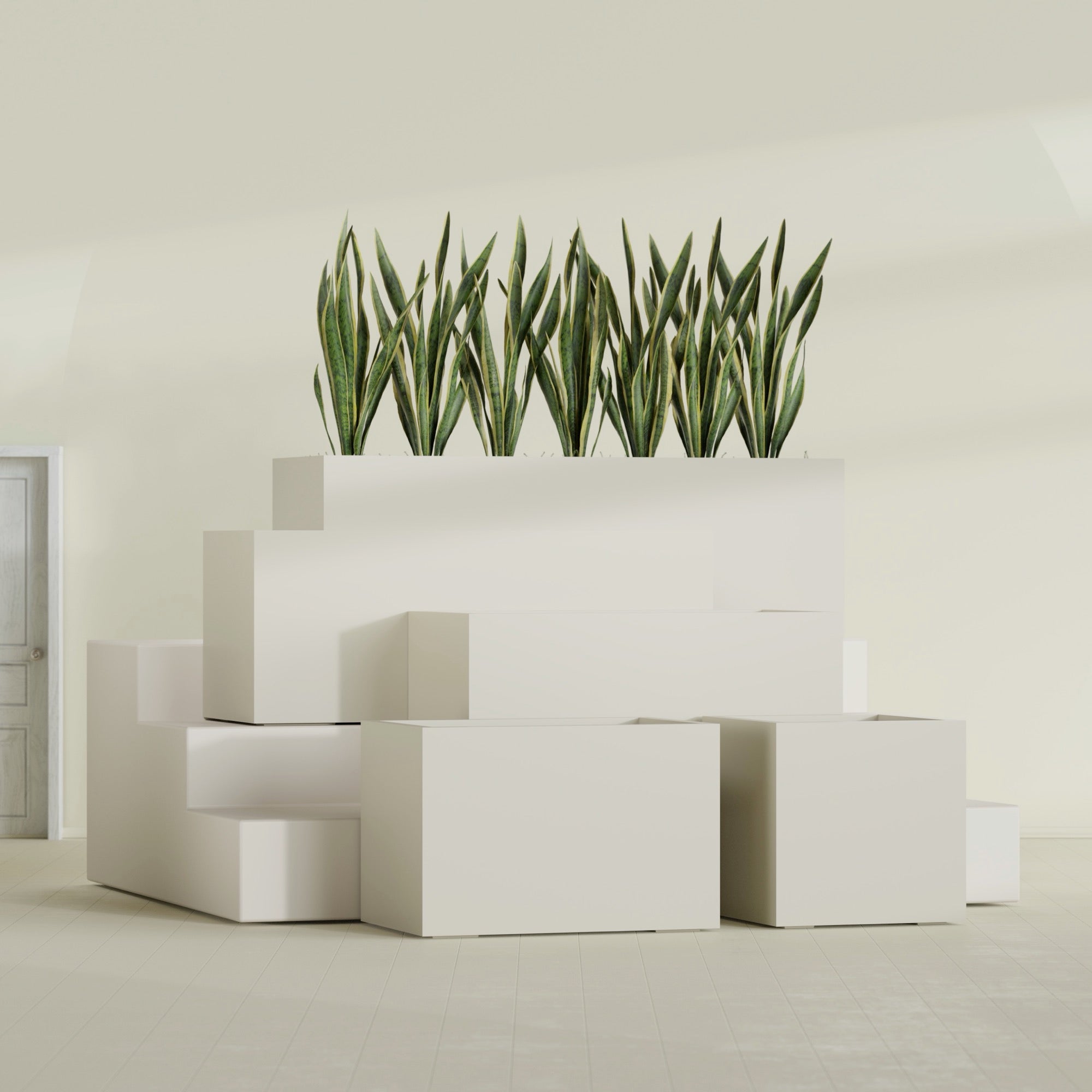 Granada Large Rectangle Fiberglass Planter - 36 in x 24 in x 24 in - Satin Beige - Satin Beige,36 in x 24 in x 24 in