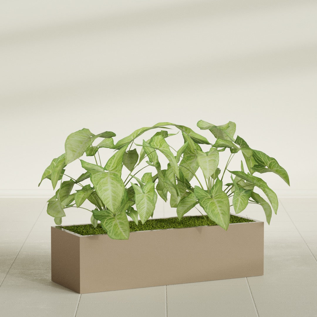 Reade Small Tabletop Rectangle Fiberglass Planter - 18 in x 6.5 in x 5 in - Metallic Gold - Metallic Gold,18.5 in x 6.5 in x 5 in