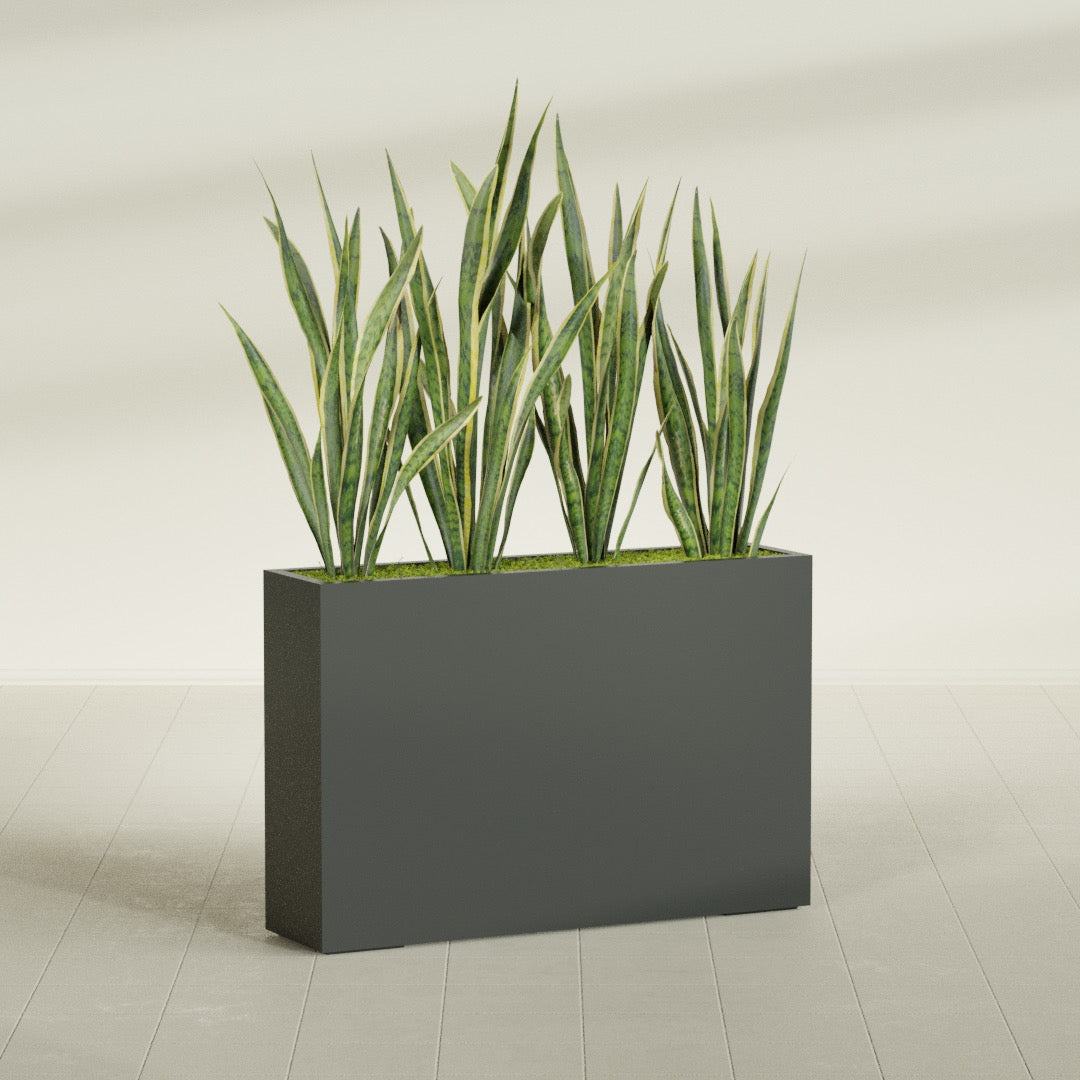 Delray Extra Large Long Rectangle Fiberglass Planter - 48 in x 12 in x 32 in - Matte Charcoal - Matte Charcoal,48 in x 12 in x 32 in