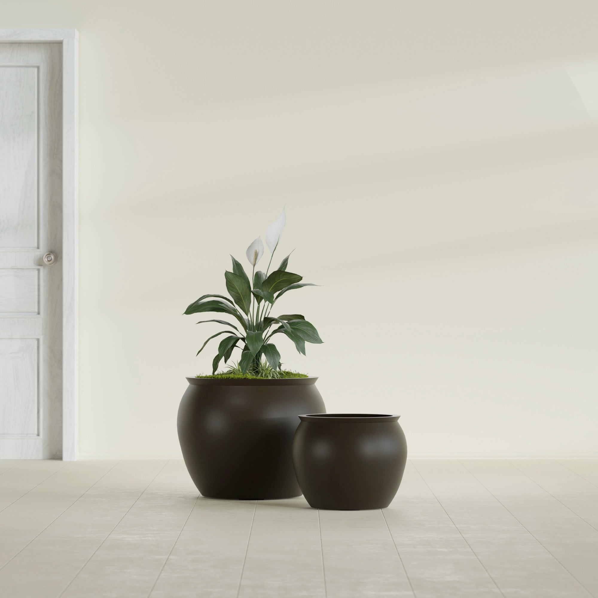 Fishbowl Small Round Fiberglass Planter - 16 in x 16 in x 14 in - Matte Brown - Matte Brown,16 in x 16 in x 14 in