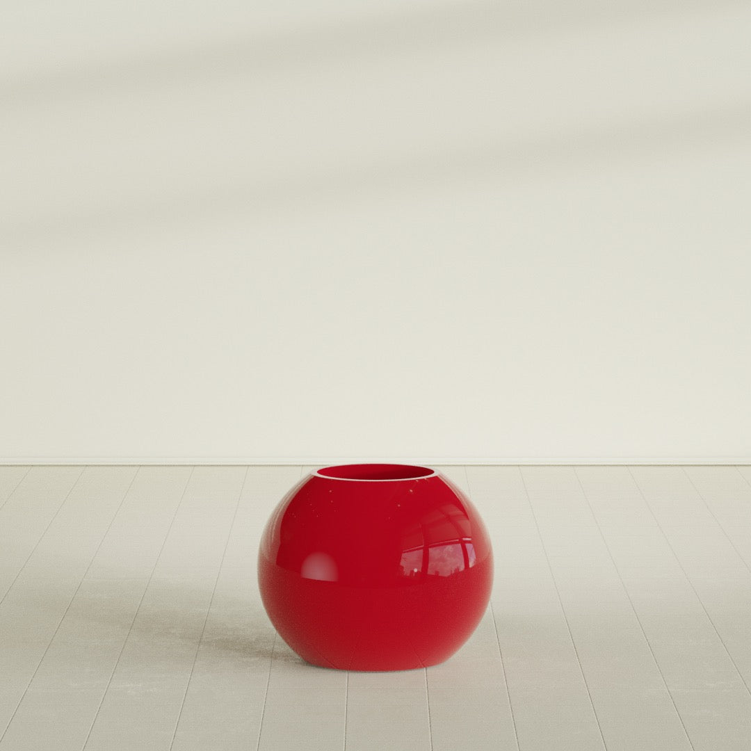 Globe Medium Sphere Fiberglass Planter - 24 in x 24 in x 19 in - Gloss Red - Gloss Red,24 in x 24 in x 20 in