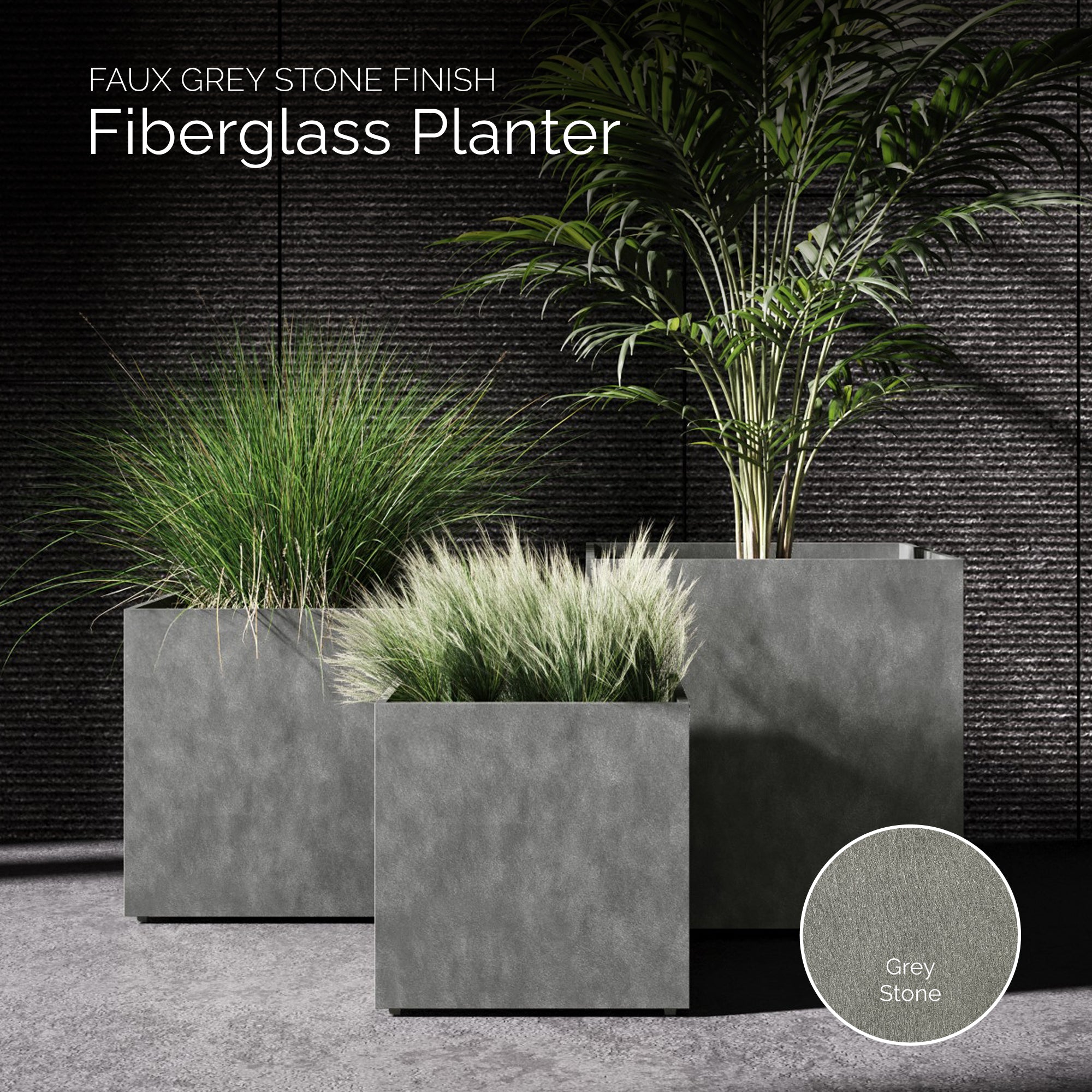 Reglito Cube Planter – Fiberglass Indoor/Outdoor and Weather-Resistant Large Planter (Grey Stone, 35.5" L x 35.5" W x 36" H) - Grey Stone,35.5 in x 35.5 in x 36 in - Grey Stone,35.5 in x 35.5 in x 36 in - Grey Stone,35.5 in x 35.5 in x 36 in - Grey Stone,35.4 in x 35.4 in x 36 in