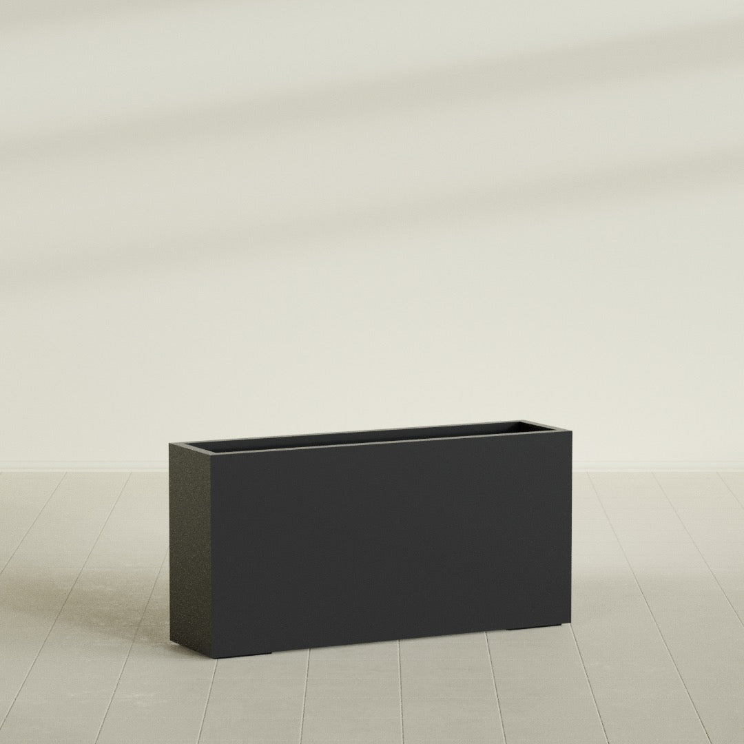 Hollywood Extra Large Narrow Rectangle Fiberglass Planter - 48 in x 12 in x 24 in - Matte Black - Matte Black,48 in x 12 in x 24 in