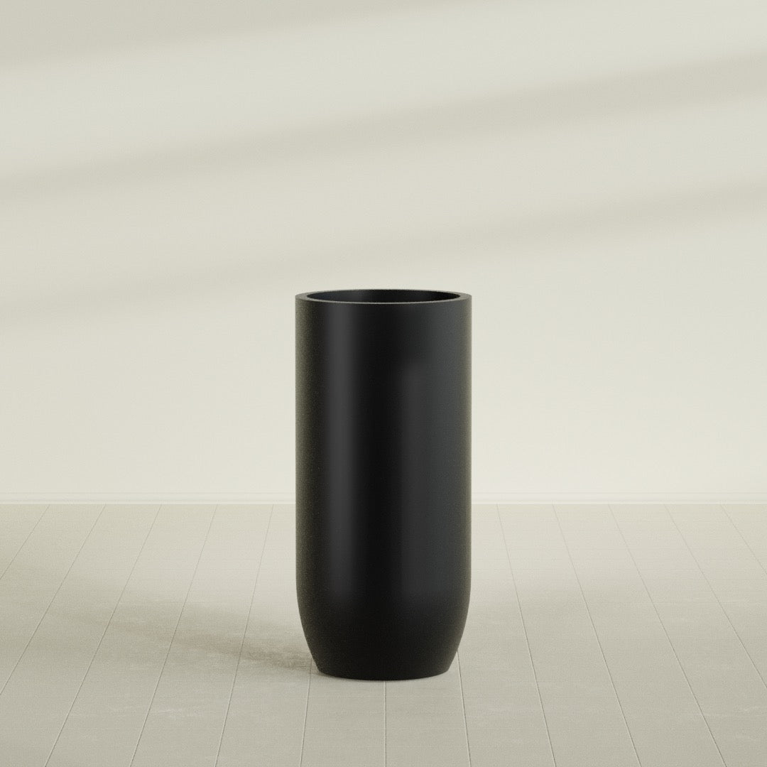 Saint Tropez Extra Large Tall Round Fiberglass Planter - 28 in x 28 in x 60 in - Matte Black - Matte Black,28 in x 28 in x 60 in