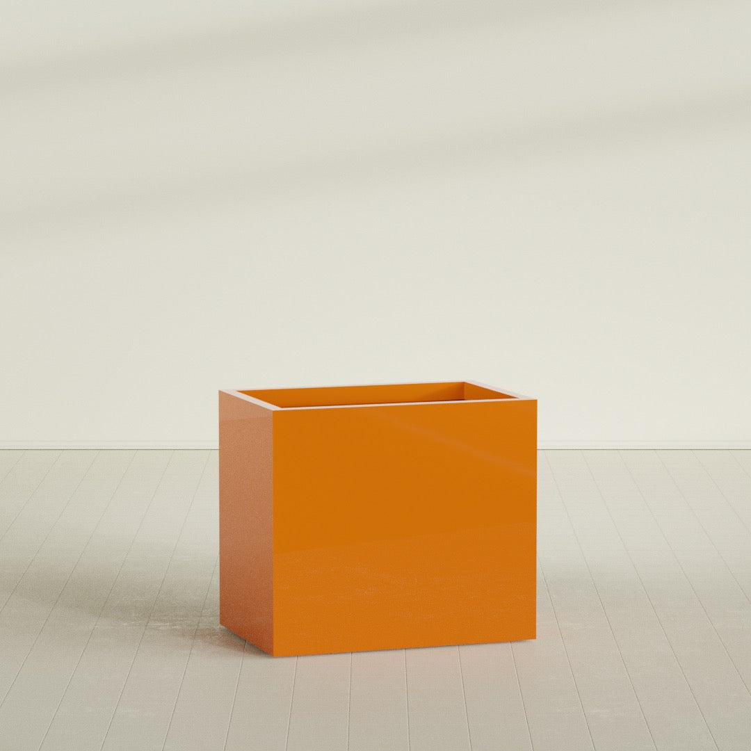 Brisbane Large Rectangle Fiberglass Planter - 36 in x 24 in x 32 in - Gloss Tangerine - Gloss Tangerine,36 in x 24 in x 32 in