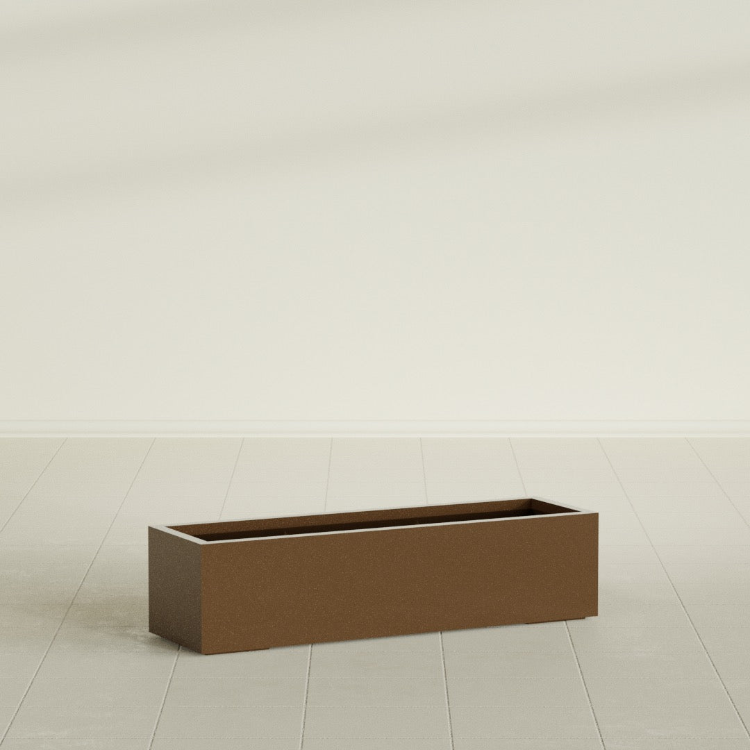 Cuba Large Long Rectangle Fiberglass Planter - 48 in x 14 in x 12 in - Metallic Bronze - Metallic Bronze,48 in x 14 in x 12 in