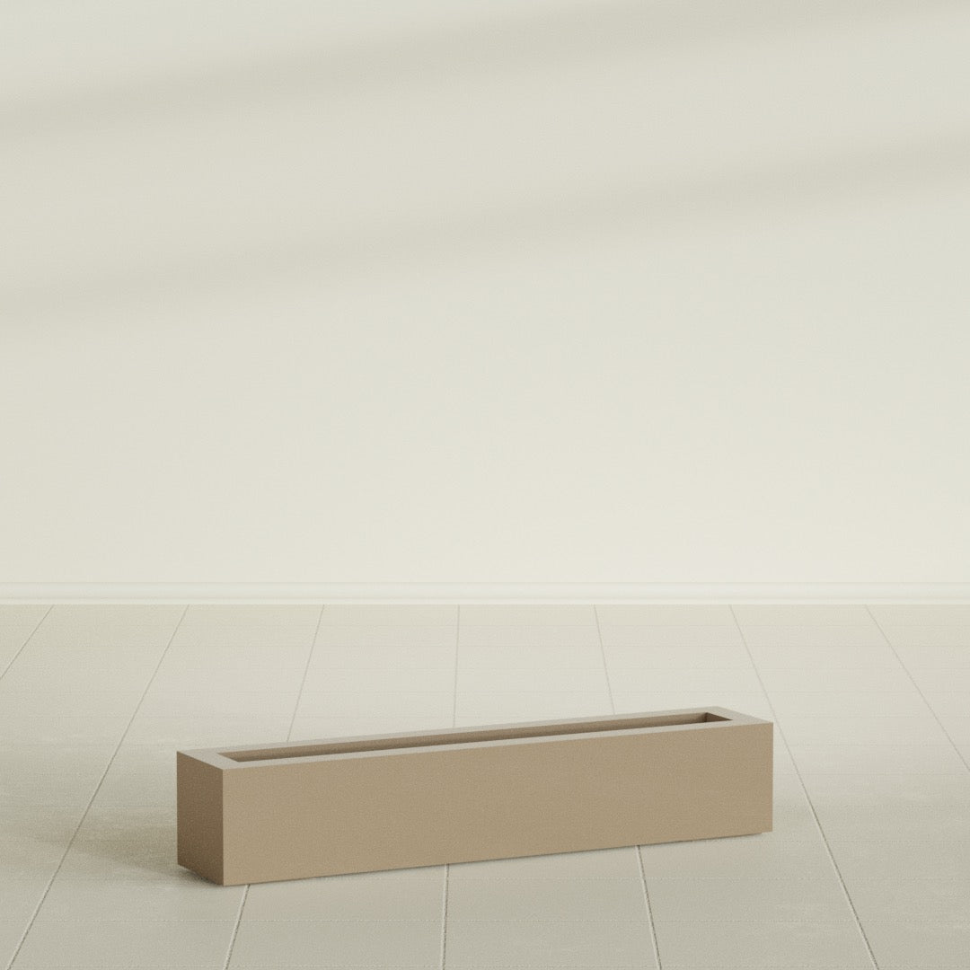 Salon Large Tall Rectangle Fiberglass Planter - 42 in x 8 in x 8 in - Metallic Gold - Metallic Gold,42 in x 8 in x 8 in