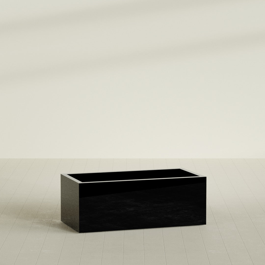 Torino Extra Large Wide Rectangle Fiberglass Planter - 48 in x 24 in x 18 in - Gloss Black - Gloss Black,48 in x 24 in x 18 in