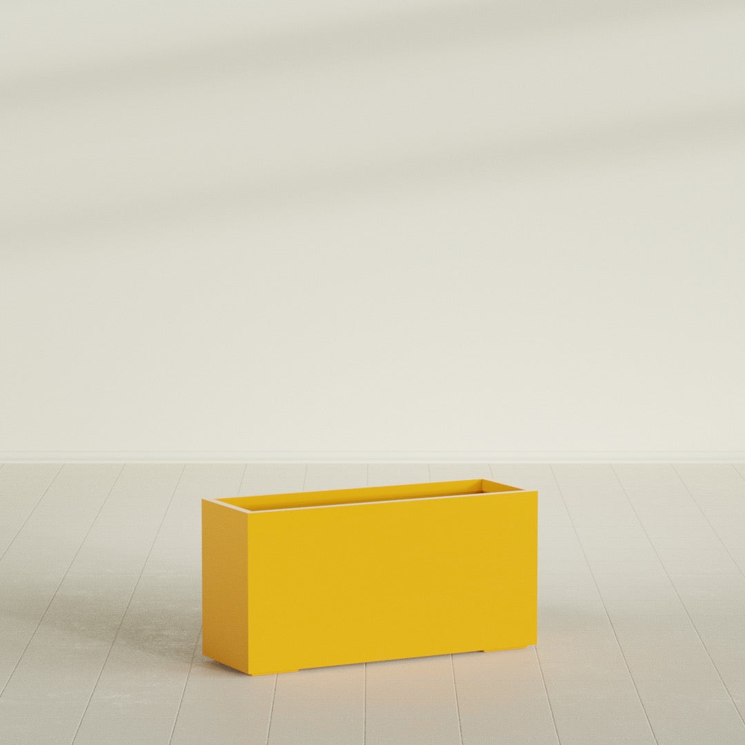 Tolga Extra Large Long Rectangle Fiberglass Planter - 48 in x 16 in x 24 in - Gloss Saffron - Gloss Saffron,48 in x 16 in x 24 in